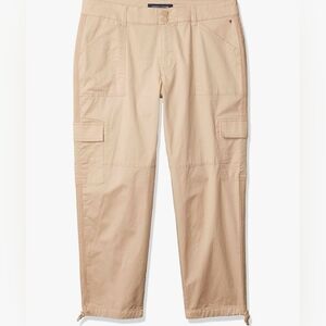 Tommy Hilfiger Khaki Cargo Pants, Tie Hem, Ankle Length, Utility, Size M?